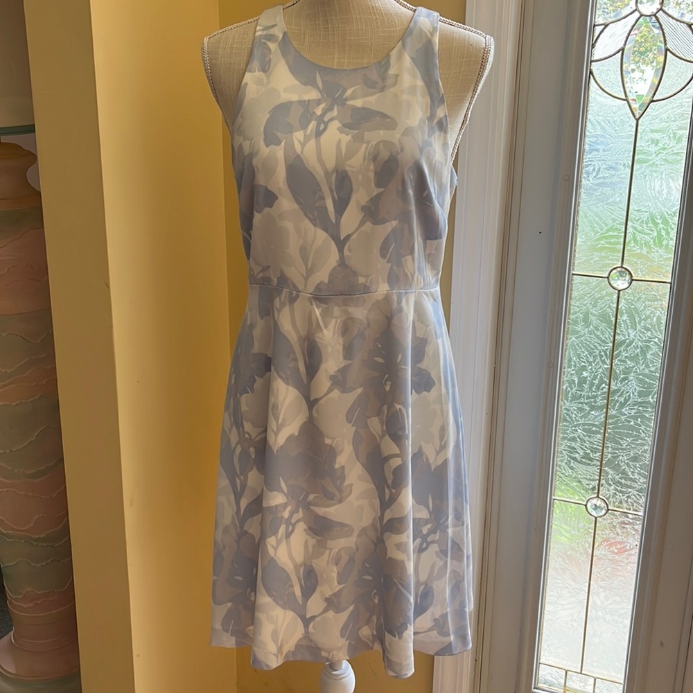 Banana Republic Fit & Flare Blue/White Floral Dress, Size 6 Petite.